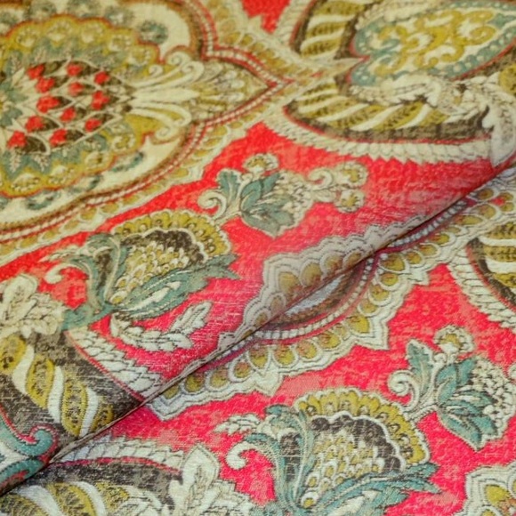 Tabitha Teal Tomatoe Bohemian Old World Damask Fabric - Picture 7 of 10